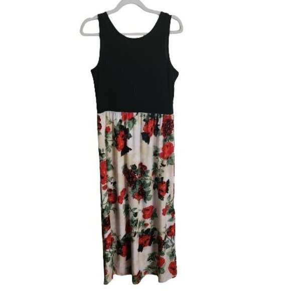 Inc International Concept Black Floral Sleeveless Maxi Dress Size L - Picture 2 of 7